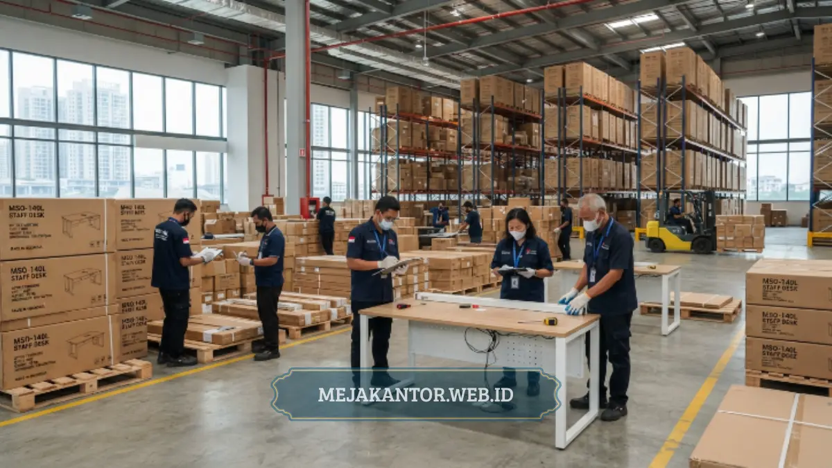 Proses pengadaan massal Meja Staff MSO-140L untuk kantor