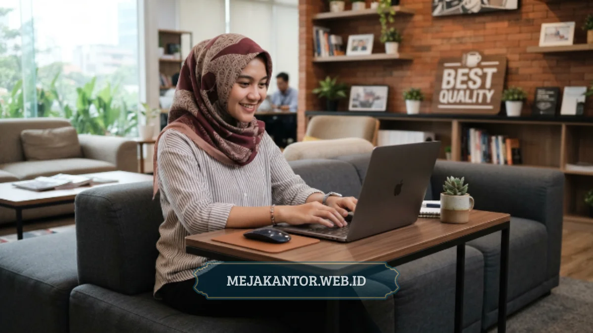 Meja Kerja Sofa di area lounge kantor korporat