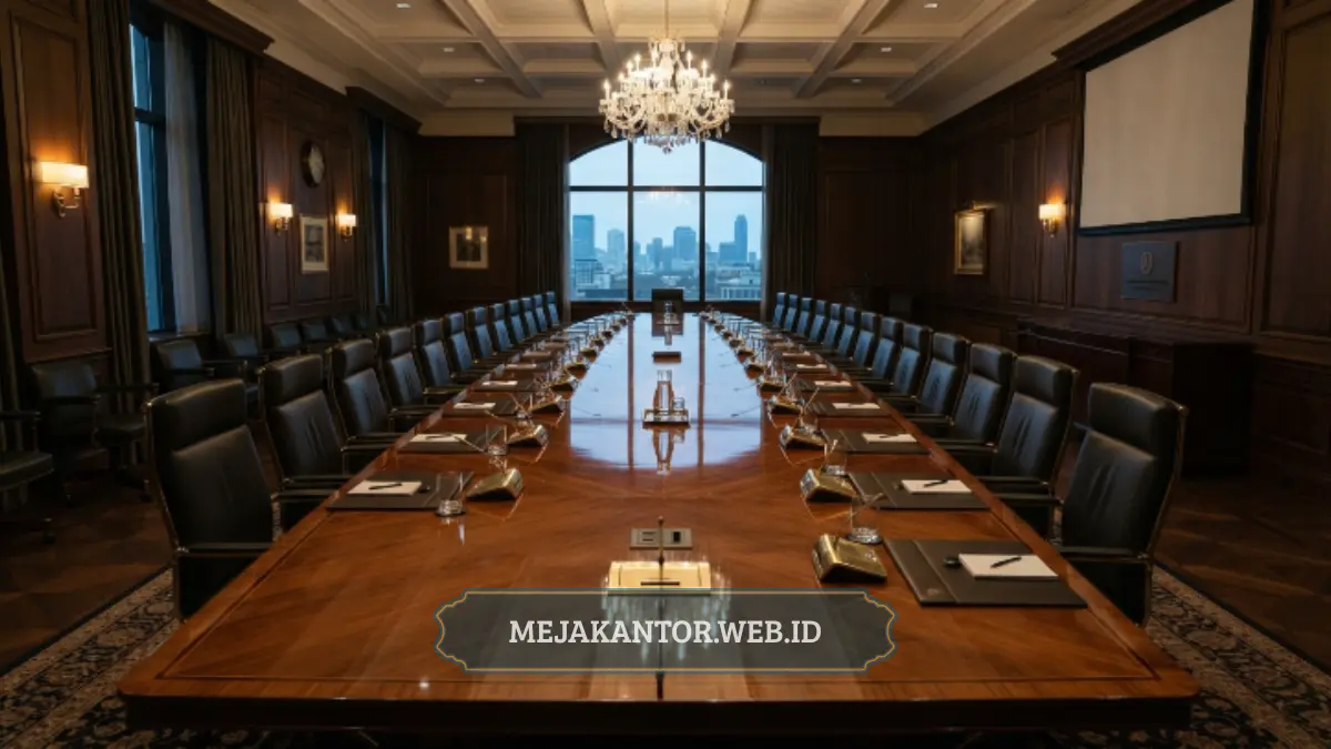 Meja meeting berkapasitas besar di ruang rapat kantor modern