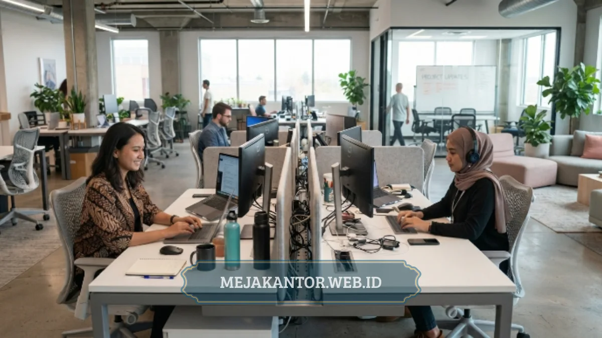susunan meja staff open space kantor startup