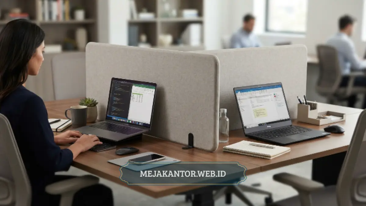 partisi meja kantor untuk privasi dan konsentrasi kerja