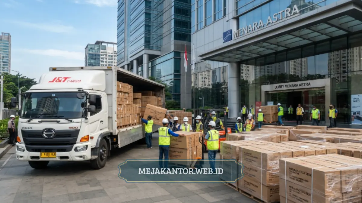 Pengiriman meja staff dalam jumlah besar untuk proyek fit-out kantor